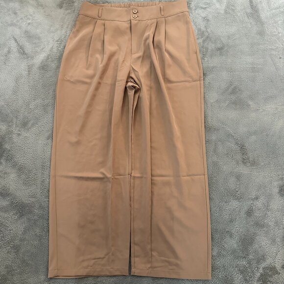 NWT Halara Pleated Wide Leg Pull On Pants Tan Women's XL - Picture 1 of 5